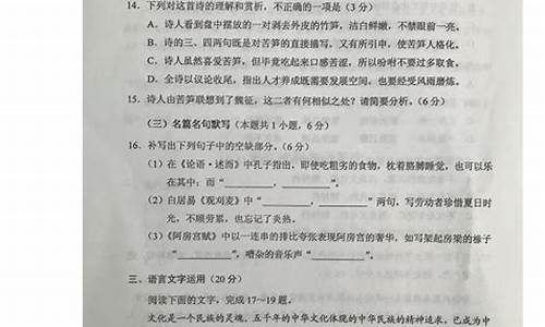 高考云南省语文试卷_云南省高考语文答案